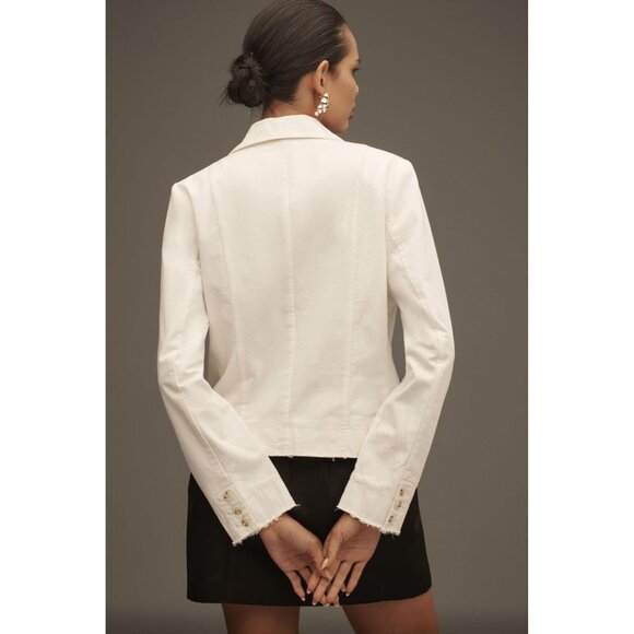 Pilcro Fray Hem Blazer NWT off white Size M Quiet Luxuary Office double breasted - Picture 10 of 10